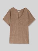 Tom Tailor Loose Fit T-Shirt mit Lochmuster in Taupe, Größe L