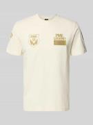 PME Legend T-Shirt mit Rundhalsausschnitt und Stitchings in Beige, Grö...