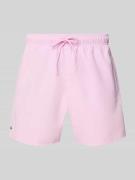 Lacoste Badeshorts mit Logo-Stitching in Rosa, Größe L