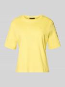 Oui T-Shirt mit Label-Stitching in GELB, Größe 34