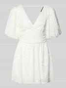 Gina Tricot Minikleid mit Ballonärmeln in Offwhite, Größe L