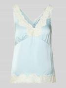 Jake*s Casual Blusentop aus Viskose mit Spitzenbesatz in Eisblau, Größ...