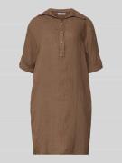 ZABAIONE Knielanges Leinenkleid mit Knopfleiste Modell 'Al44inii' in H...
