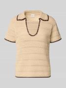 Stefanel T-Shirt in Strick-Optik mit Polokragen und Kontrastkante in B...