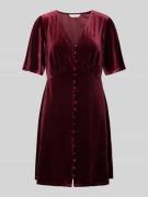 Apricot Minikleid mit V-Ausschnitt in Bordeaux, Größe XS