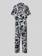 Oui Jumpsuit mit floralem Allover-Print in Beige Melange, Größe 34