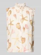 Emily Van den Bergh Blusentop aus Baumwolle mit Stehkragen in Ecru, Gr...