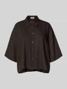 Drykorn Relaxed Fit Bluse aus Leinen-Viskose-Mix in Schoko, Größe 34
