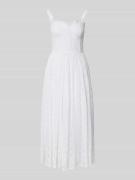 LACE & BEADS Midikleid mit Allover-Lochstickerei in Offwhite, Größe L