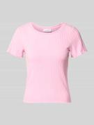 Rich & Royal T-Shirt aus Viskose-Mix in Ripp-Optik in Rosa, Größe L