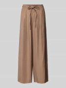 More & More Stoffhose mit elastischem Bund und Bindegürtel in Taupe, G...
