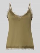 Jake*s Collection Spitzentop mit V-Ausschnitt in Khaki, Größe L