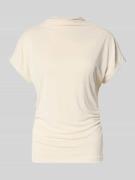 Jake*s Collection T-Shirt aus Modal-Mix mit Raffungen in Ecru, Größe L