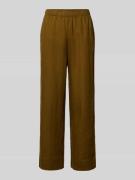 Mango Leinenhose mit elastischem Bund Modell 'LINO' in Mittelbraun, Gr...