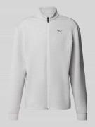 PUMA PERFORMANCE Sweatjacke mit Stehkragen und Logo in Hellgrau Melang...