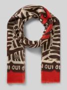 Oui Schal mit Label-Print in Hellbraun Melange, Größe 1