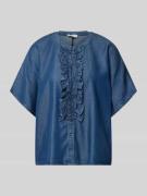 Milano Italy Relaxed Fit Bluse in Denim-Optik mit Rüschen in Marine, G...