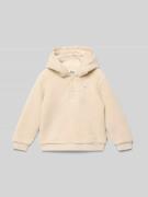 Steiff Hoodie aus Teddyfell mit Label-Stitching in Ecru, Größe 110