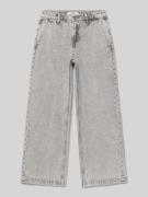 Garcia Straight Fit Jeans mit Paspeltaschen in Hellgrau, Größe 140