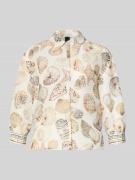 Marc Cain Bluse aus Leinen-Mix mit 3/4-Arm in Offwhite, Größe 34