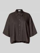 Drykorn Relaxed Fit Bluse aus Leinen-Viskose-Mix in Schoko, Größe 34