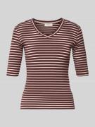 Christian Berg Woman Longsleeve mit 3/4-Arm und V-Ausschnitt in Schoko...