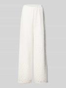 Pieces Regular Fit Weite Hose aus Baumwoll-Mix Modell 'BONNIE' in Weis...