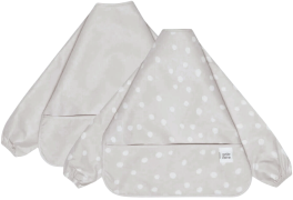 Petite Chérie Langärmliges Lätzchen 2er-Pack, Warm Grey