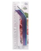 Excellent Houseware Metallstrohhalme Multi   4 stk.
