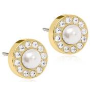 Blomdahl Earrings Brilliance Halo Pearl 8 mm White