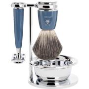 Mühle Rytmo Safety Razor Shaving Set Pure Badger Resin Petrol Blu