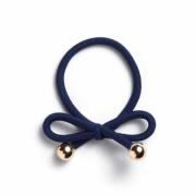 Ia Bon Hair Tie With Gold Bead Navy