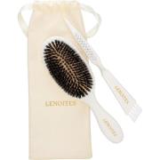 Lenoites Hair Brush Wild Boar with pouch and cleaner tool White