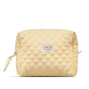 Karen Large toiletry bag in yellow checkered quilt. Can be machin