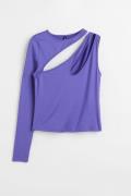 H&M One-Shoulder-Shirt mit Cut-out Lila, Tops in Größe S. Farbe: Purpl...