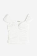 H&M Gerafftes Shirt Weiß, Tops in Größe XL. Farbe: White