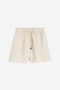 H&M Paperbag-Shorts aus Leinenmix Hellbeige in Größe XXL. Farbe: Light...