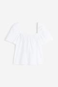 H&M Shirt mit eckigem Ausschnitt Weiß, Tops in Größe S. Farbe: White