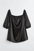 H&M+ Off-Shoulder-Kleid aus Satin Schwarz, Alltagskleider in Größe XL....