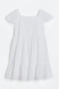 H&M Stufenkleid Weiß, Kleider in Größe 134. Farbe: White