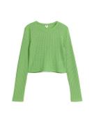 Arket Geripptes Jerseyshirt Hellgrün, Tops in Größe L. Farbe: Bright g...