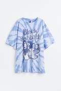 H&M Oversized T-Shirt mit Print Hellblau/Black Sabbath in Größe XXS. F...