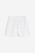 H&M Paperbag-Shorts aus Leinenmix Weiß in Größe XXL. Farbe: White