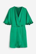H&M Wickelkleid aus Satin Grün, Alltagskleider in Größe XS. Farbe: Gre...