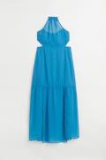 H&M Rückenfreies Satinkleid Blau, Alltagskleider in Größe 42. Farbe: B...