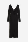 H&M Kleid in Strukturstrick mit Bindedetail Schwarz, Alltagskleider Gr...