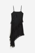 H&M Asymmetrisches Kleid mit Volants Schwarz, Party kleider in Größe S...