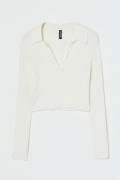 H&M Geripptes Shirt mit Kragen Weiß, Tops in Größe XL. Farbe: White
