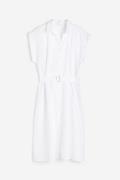H&M Blusenkleid mit Gürtel Weiß, Alltagskleider in Größe XS. Farbe: Wh...