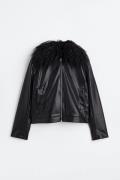 H&M Jacke mit flauschigem Kragen Schwarz, Jacken in Größe XXS. Farbe: ...